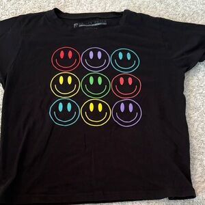 Prince Peter Collection Black Tee with Vibrant Smiley Faces